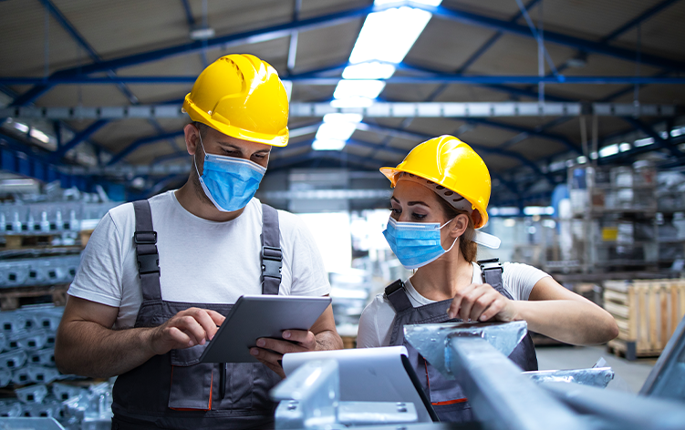 employees with hard hats