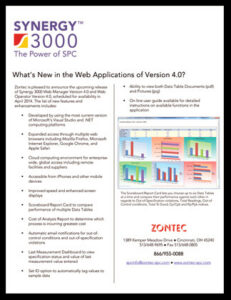 Picture of What's New in the Web Applications of the Synergy 3000 SPC Software Document