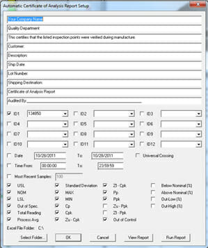 Picture of the Automatic Certificate of Analysis Report. 